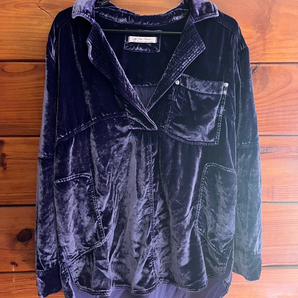 We The Free Deep Purple Velvet Shirt